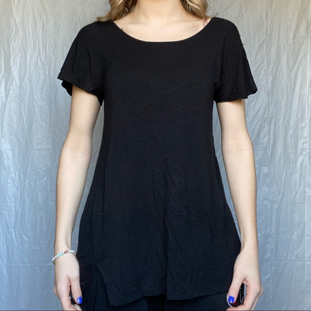 Mossimo Small Black Shortsleeve Shirt With Adorable Detailed Studs On Shoulders